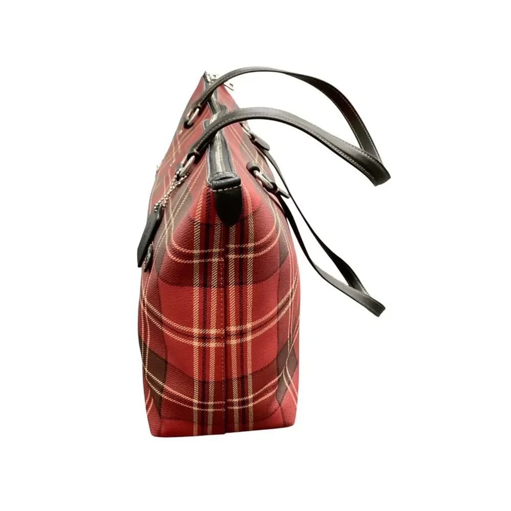 NWT Coach Purse Women One Size CC939 Plaid Gallery Tote With Tartan Plaid Red